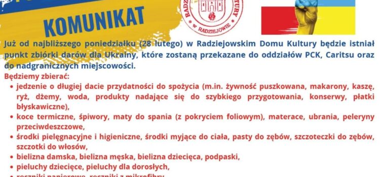 Radziejowski Dom Kultury pomaga Ukrainie