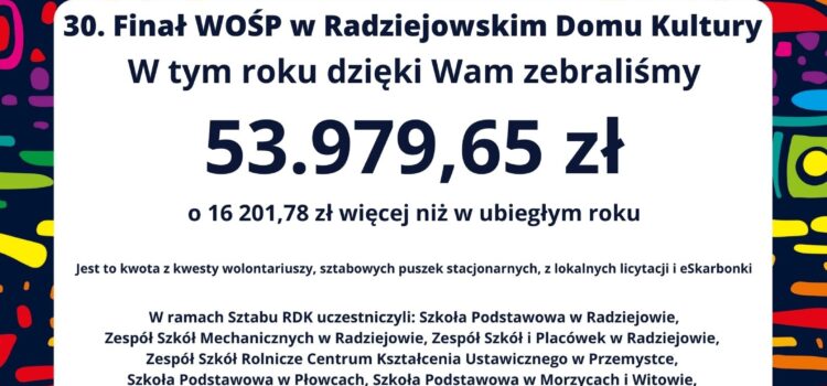 WOŚP w Radziejowie –  zebrana kwota